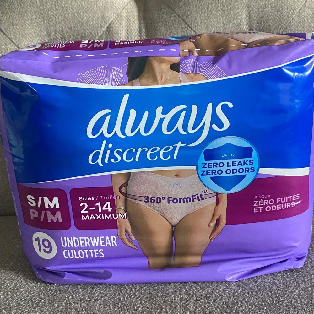Always Discreet Underwear in Purple and Blue